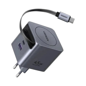 UGREEN 45W GaN 3-Port USB-C Wall Charger with Retractable Cable (65822)