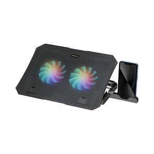 Fantech NC14 Notebook Cooler with Two RGB Fans and Phone Holder, up to 16 Inch
