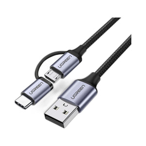 UGREEN 2-in-1 USB-A to Micro-USB & USB-C Braided Cable 1M (30875)