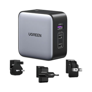 UGREEN Nexode 65W GaN 4-Port Travel Wall Charger with EU/US/UK Plugs (90409)