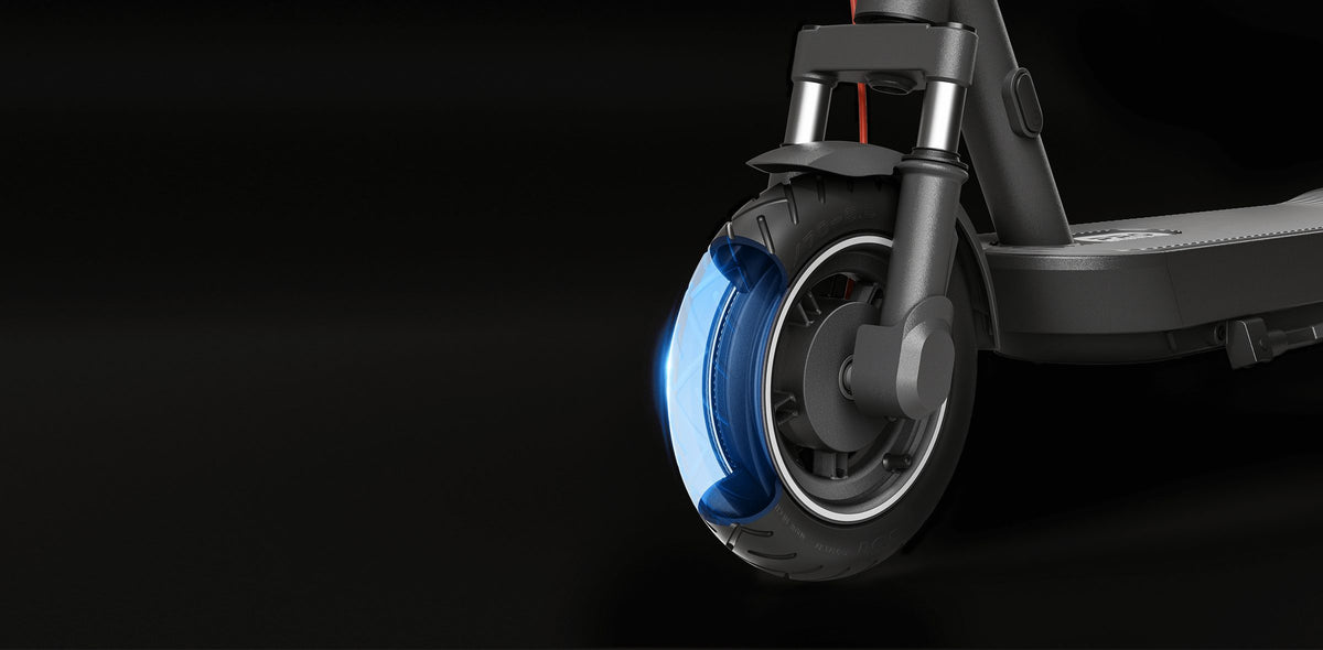 Xiaomi Electric Scooter 5 Pro - Wide 10-inch tubeless tyres.