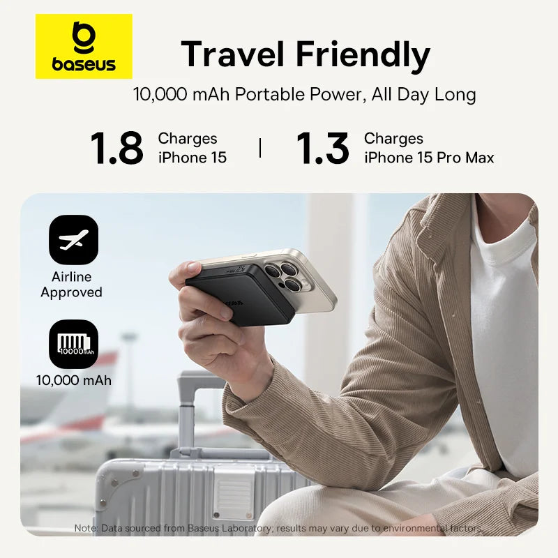 Baseus Airpow II Qi2 Magnetic Power Bank 10,000mAh (Qi2 Certified, Wired and Wireless Charging)