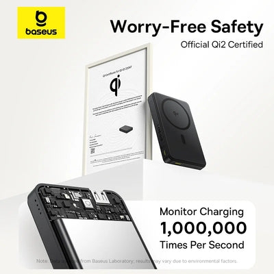 Baseus Airpow II Qi2 Magnetic Power Bank 10,000mAh (Qi2 Certified, Wired and Wireless Charging)