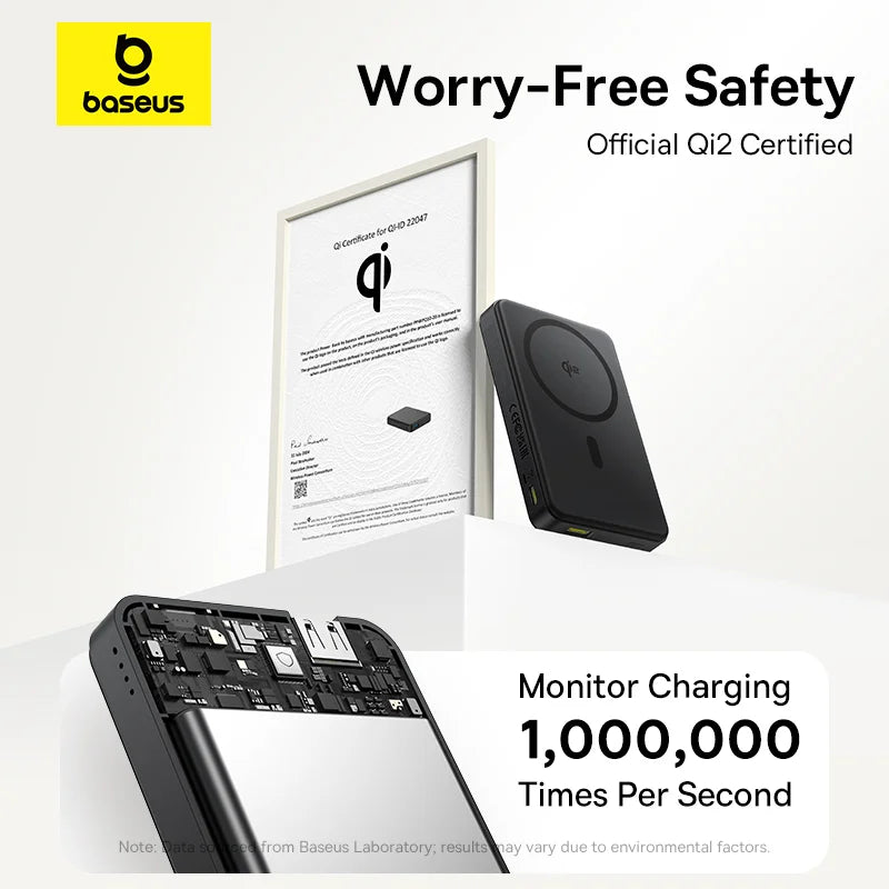 Baseus Airpow II Qi2 Magnetic Power Bank 10,000mAh (Qi2 Certified, Wired and Wireless Charging)