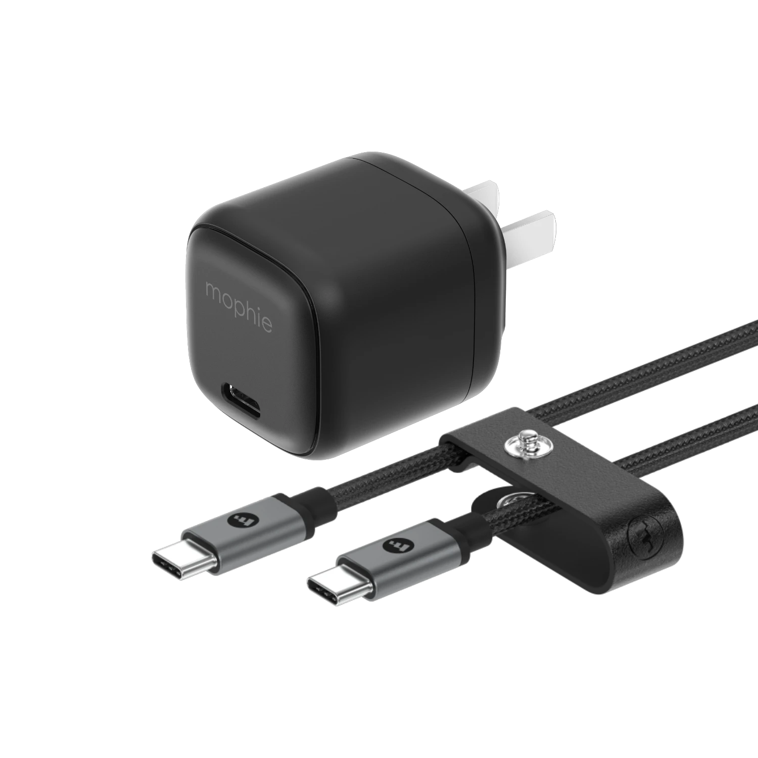 Mophie 30W USB-C GaN Charger + Cable Bundle (30W/GaN, 60W/1M) - Black