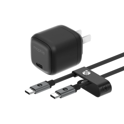 Mophie 30W USB-C GaN Charger + Cable Bundle (30W/GaN, 60W/1M) - Black