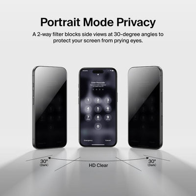 Belkin InvisiGlass Privacy Filter Screen Protector for iPhone 17 Pro (With Easy Align Tray)