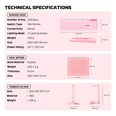 Fantech P51 (Pink) | 5-in-1 Gaming Combo
