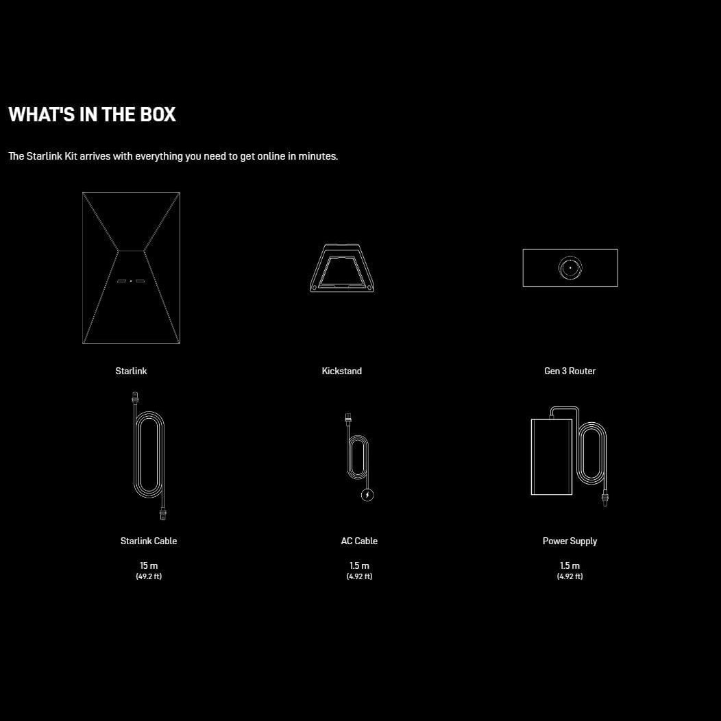 Starlink Gen 3 Standard Kit (High Speed, Low-Latency Internet, WiFi 6, Satellite Connectivity)