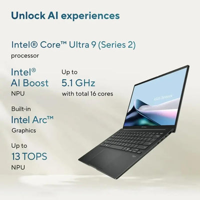 ASUS ZENBOOK UX3405CA-U9321TB (CORE ULTRA 9 285H, 1TB NVME/32GB DDR5 ON BOARD, 14" FHD+ OLED TOUCHSCREEN, INTEL ARC, WIN 11 / JASPER GRAY)