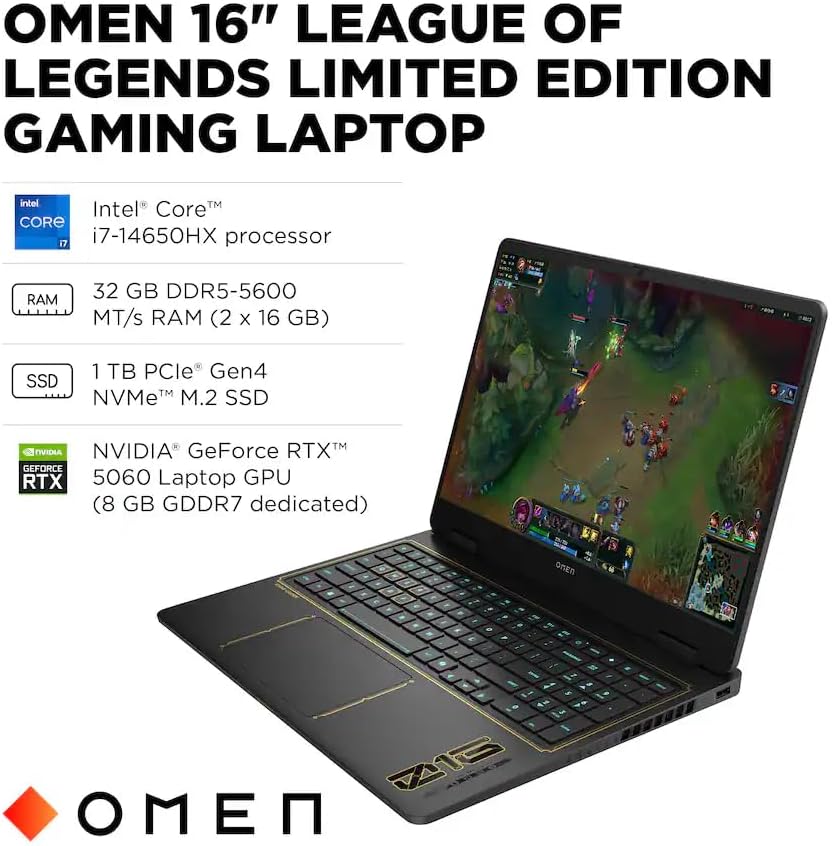 HP Omen 16 League Of Legends Edition AM0017DX (Intel Core i7-14650HX, 32GB/1TB, 16-inch FHD, RTX5060, WIN11)
