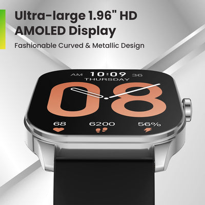 Amazfit Pop 3S (Smartwatch with 1.96" AMOLED Display, BT Calling, SpO2, 12-Day Battery Life, AI Voice Assistance, 100 Sports Modes)