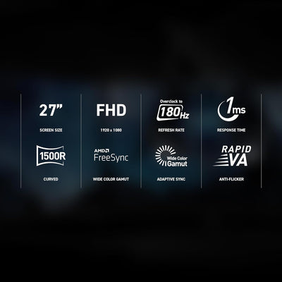 MSI MAG G27C3F (27-inch Curved Gaming Monitor, 180Hz, 1ms, 1500R, Rapid VA)