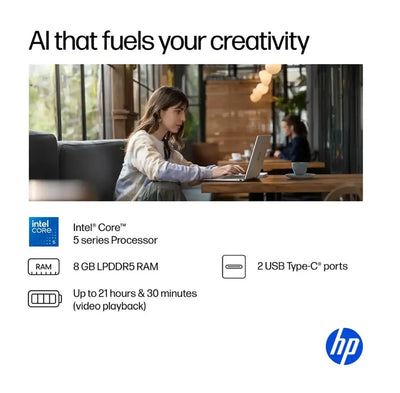 HP OMNIBOOK 5 FLIP 14-FP0013DX (CORE 5 120U, 512GB NVME/8GB DDR5 ON BOARD, 14"FHD+ X360 TOUCHSCREEN, INTEL, WIN 11 / GLACIER SILVER)