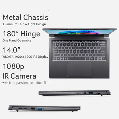 ACER ASPIRE 14 AI A14-52MT-701K (CORE ULTRA 7 258V, 1TB NVME/32GB DDR5 ON BOARD, 14" FHD TOUCHSCREEN, INTEL ARC 140V, WIN 11/ IRON)