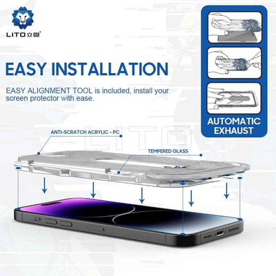 Lito Magic Box D+ Tools Full Glass Screen Protector (With Easy Applicator) For Apple iPhone 14 Pro