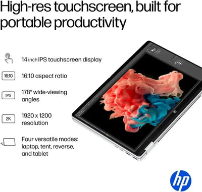 HP OMNIBOOK 5 FLIP 14-FP0023DX (CORE 7 150U, 512GB NVME/16GB DDR5 ON BOARD, 14"2K X360 TOUCHSCREEN, INTEL, WIN 11 / GLACIER SILVER)