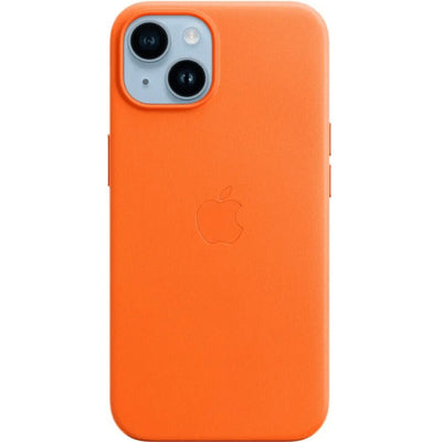 Apple - iPhone 14 Leather Case with MagSafe - Orange