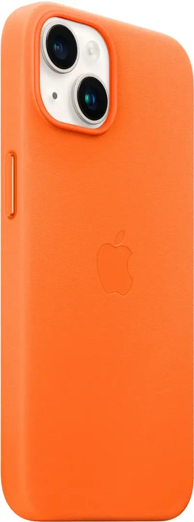 Apple - iPhone 14 Leather Case with MagSafe - Orange