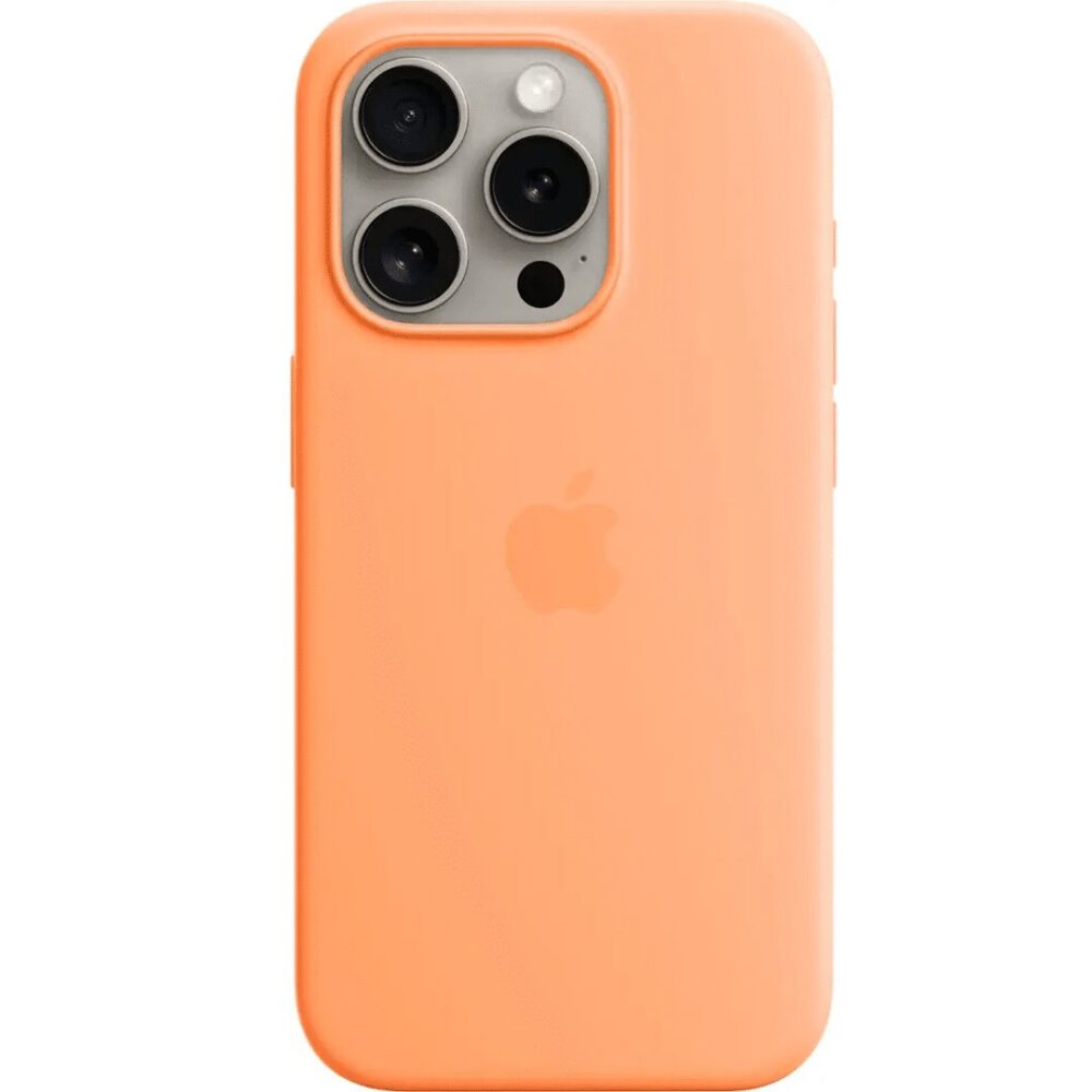 Apple - iPhone 15 Pro Silicone Case with MagSafe - Orange Sorbet