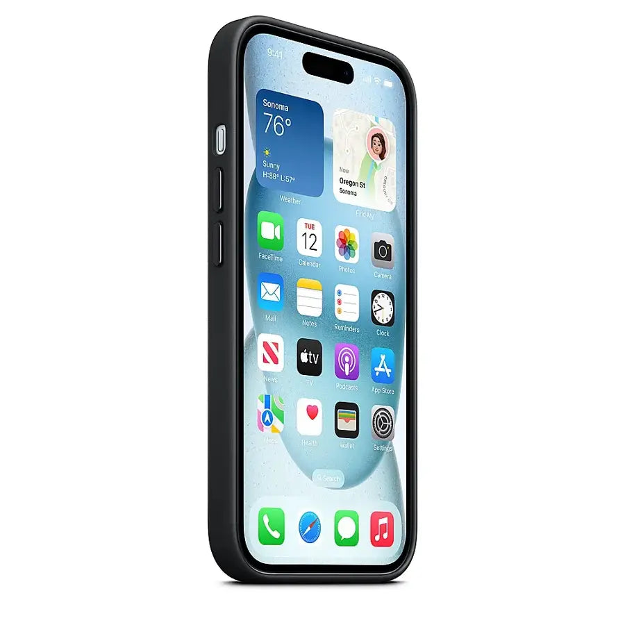Apple - iPhone 15 FineWoven Case with MagSafe - Black