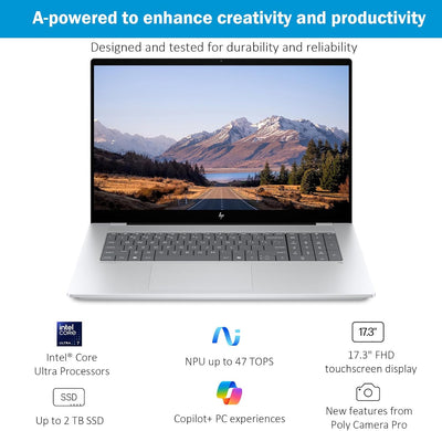 HP OMNIBOOK X NGAI 17-DD0047NR (Core Ultra 7 256V, 512GB NVME/16GB DDR5 ON BOARD, 17" FHD TOUCHSCREEN, INTEL ARC 140V, WIN 11/GLACIER SILVER)