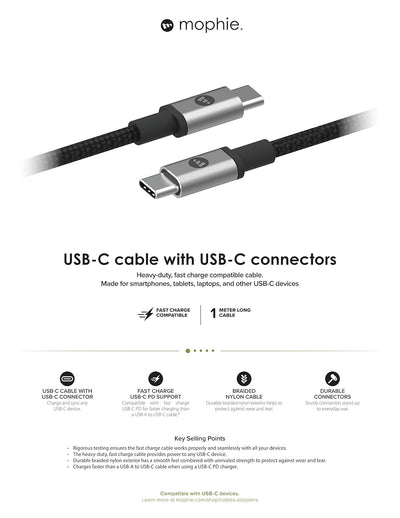 Mophie USB-C to USB-C Cable (1M/100W)