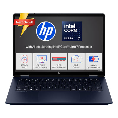 HP OMNIBOOK X FLIP 14-FM0023DX (Core Ultra 7 256V, 1TB NVME/16GB DDR5 ON BOARD, 14"FHD+ X360 TOUCHSCREEN, INTEL ARC 140V, WIN 11 / ATMOSPHERIC BLUE)