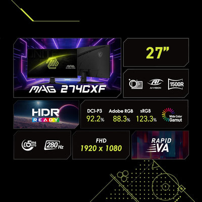 MSI MAG 274CXF (27-inch FullHD Curved Gaming Monitor, 0.5ms, 280Hz)