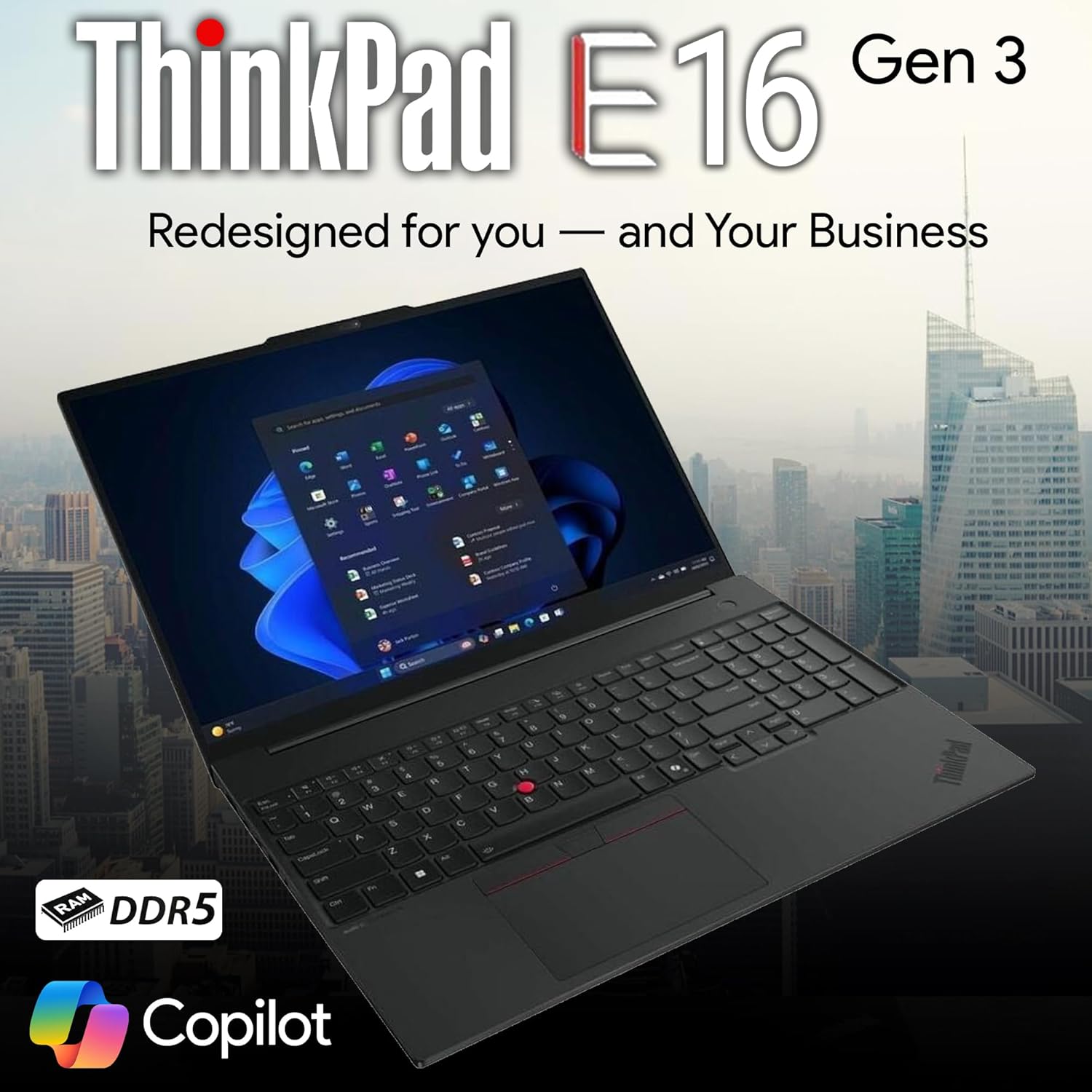 LENOVO THINKPAD E16 GEN 3 (CORE ULTRA 7 255H, 512GB NVME/16GB DDR5, 16" WUXGA (1920 x 1200), INTEL ARC 140T GPU, DOS/BACKLIT)