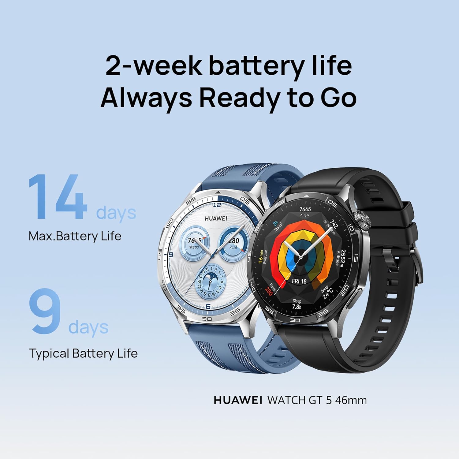 Huawei Watch GT5 (41/46mm Smartwatch, 14 Days Battery Life, Sharp Edged Design, Health Tracking, Compatible with Android & iOS)