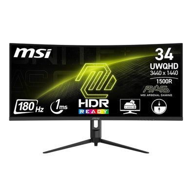 MSI MAG 342CQR E2 (34-inch UWQHD Curved Gaming Monitor, 180Hz, 1ms, 1500R, HDR Ready, VA, 1ms)