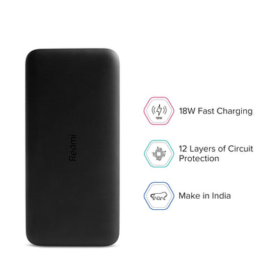 Redmi 20,000mAh Power Bank (Dual Input and Output Ports, 18W Fast Charge)
