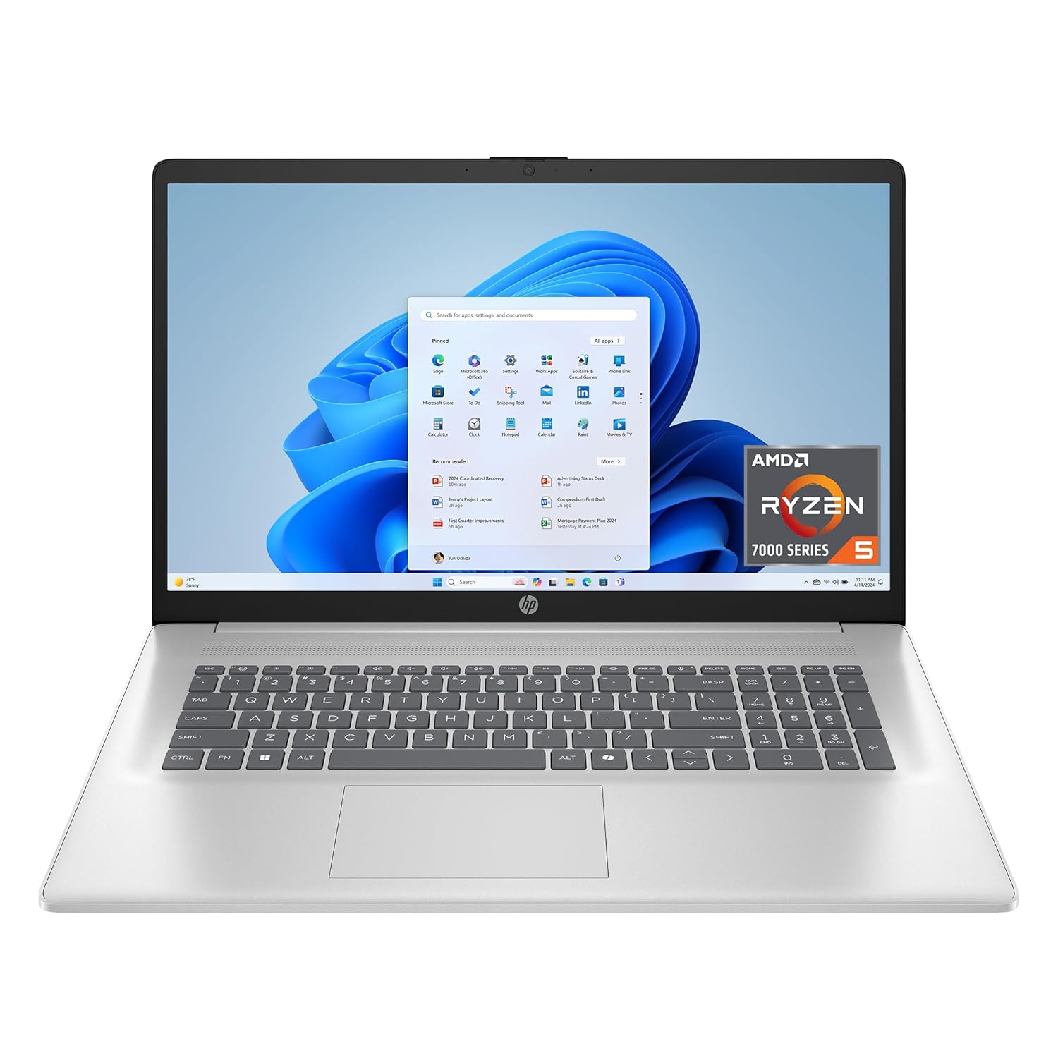 HP 17-CP2025DX (AMD RYZEN 5 7520U, 512GB NVME/8GB DDR5, 17.3" FHD, AMD RADEON, WIN 11 / NATURAL SILVER)