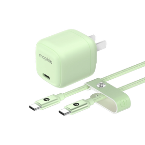 Mophie 30W USB-C GaN Charger + Cable Bundle (30W/GaN, 60W/1M) - Green