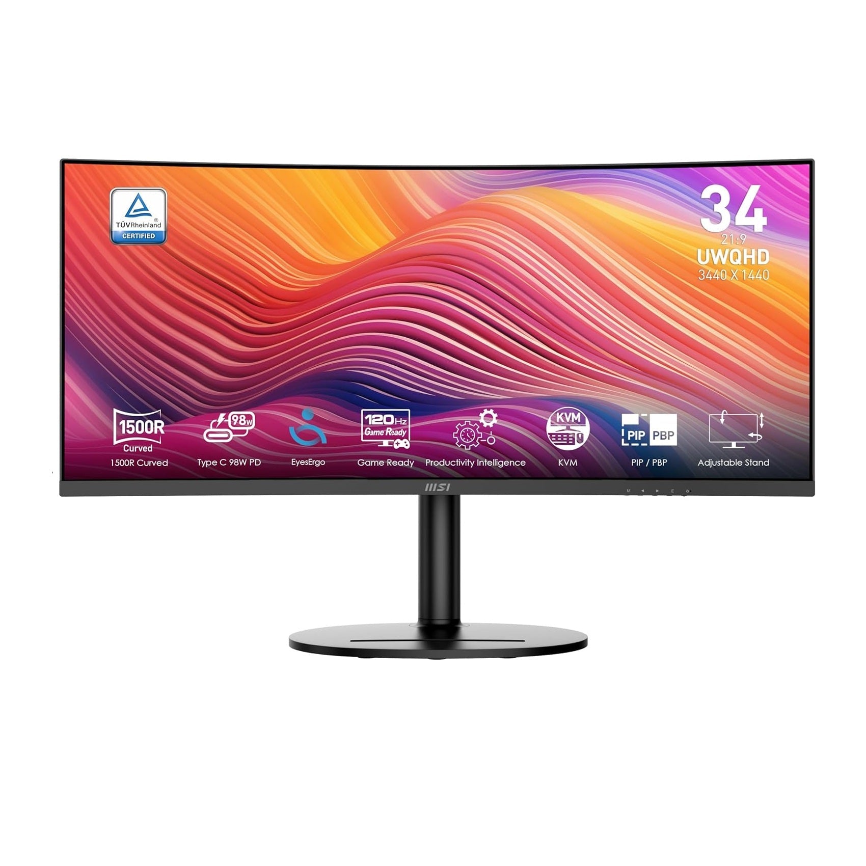 MSI MODERN MD342CQP (34-inch UWQHD Curved Monitor, EyeErgo, 120Hz Game Ready, KVM, PIP)