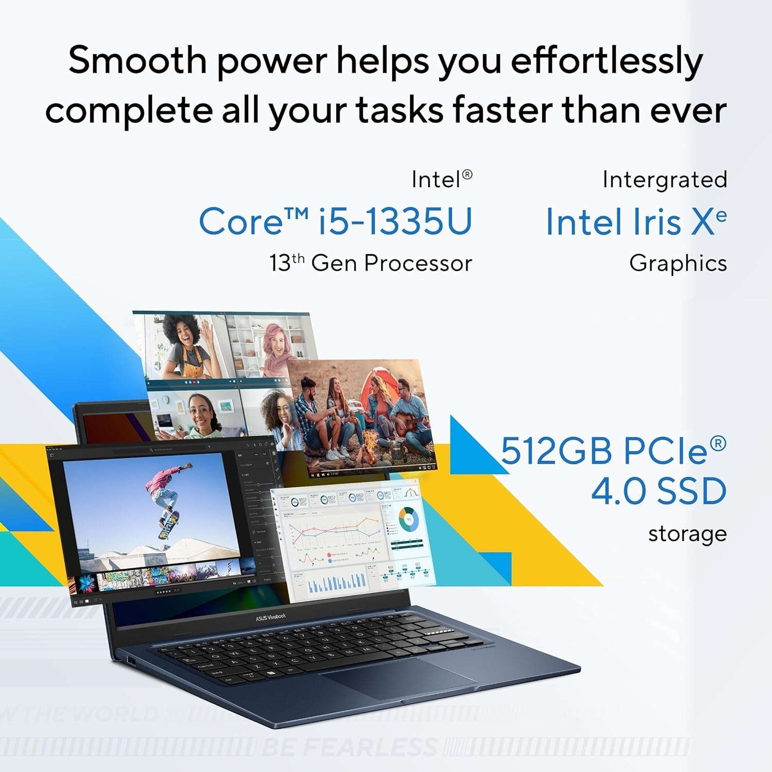 ASUS VIVOBOOK X1404VA-I512256 (CORE I5-1334U, 256GB NVME/12GB DDR4, 14" FHD, INTEL, WIN 11 / QUIET BLUE)