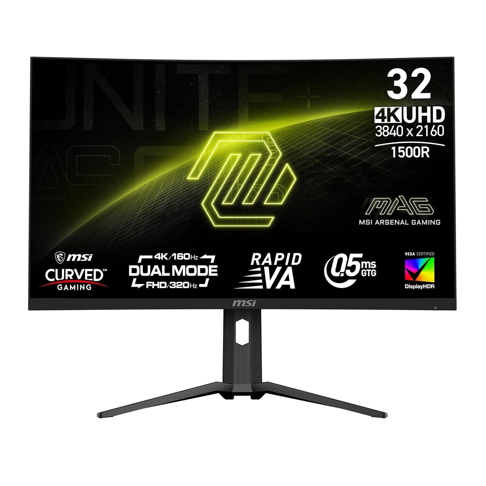 MSI MAG 321CUPDF (32-inch 4K UHD Curved Gaming Monitor, 4K/160Hz and FHD/320Hz Dual Mode, Rapid VA, 0.5ms, VESA DisplayHDR 400)