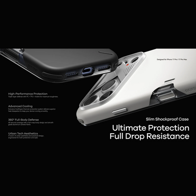 AULUMU Slim Shockproof Case for Apple iPhone 17 Pro - White (Cooling Tech, Color Changing Sensor, Shock Absorption)