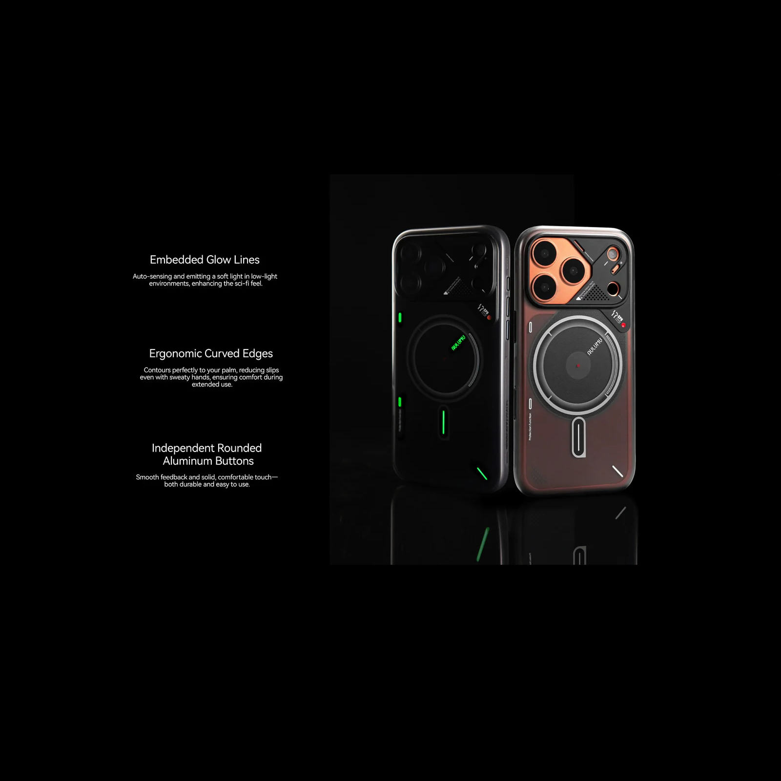 AULUMU Frosted Case for Apple iPhone 17 Pro - Gray (Cooling Tech, Color Changing Sensor, Glow in The Dark)