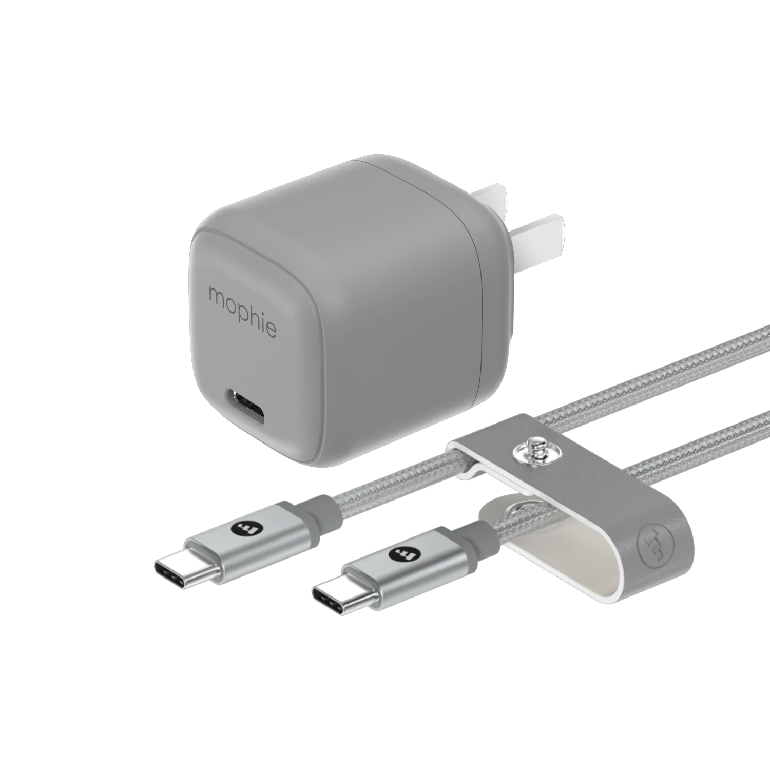 Mophie 30W USB-C GaN Charger + Cable Bundle (30W/GaN, 60W/1M) - Gray