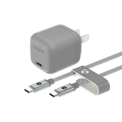 Mophie 30W USB-C GaN Charger + Cable Bundle (30W/GaN, 60W/1M) - Gray