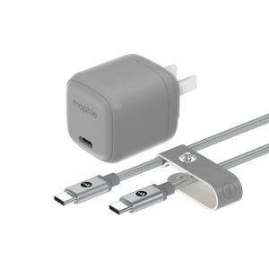 Mophie 30W USB-C GaN Charger + Cable Bundle (30W/GaN, 60W/1M) - Gray