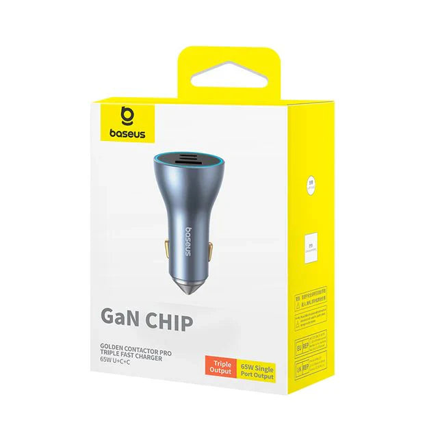 Baseus Golden Contactor Pro USB-A Car Charger + 2x USB-C 65W - image 2