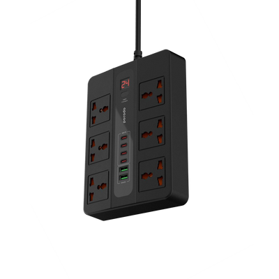Porodo 6 AC 2 USB-A 24W & 4 USB-C PD 36W Multi-Port Super Hub (3M)