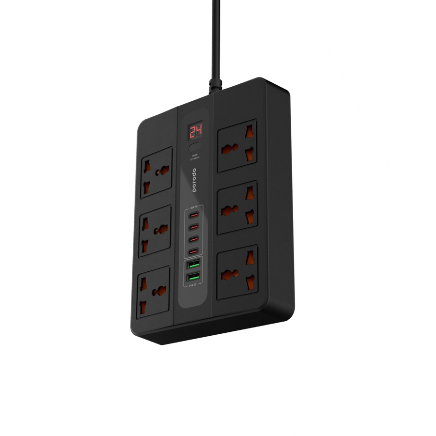 Porodo 6 AC 2 USB-A 24W & 4 USB-C PD 36W Multi-Port Super Hub in Lebanon - OutGeeked