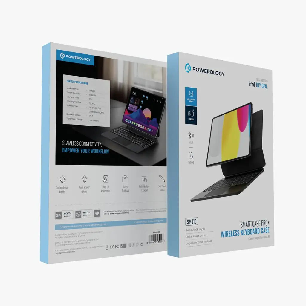 Powerology Smartcase Pro+ Wireless Keyboard Case for iPad 10th Gen