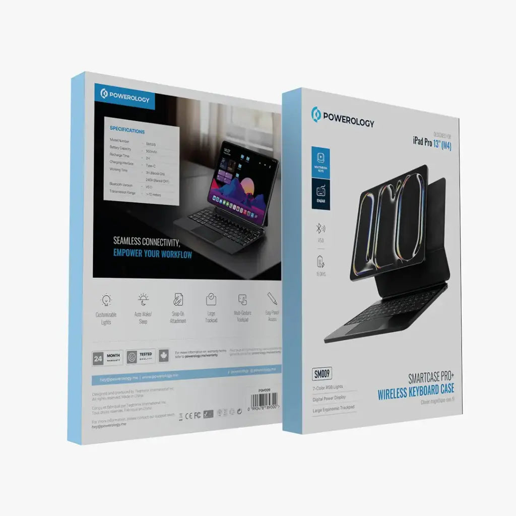 Powerology Smartcase Pro+ Wireless Keyboard Case for iPad Pro 13-inch