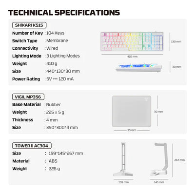 Fantech P51 (White) | 5-in-1 Gaming Combo