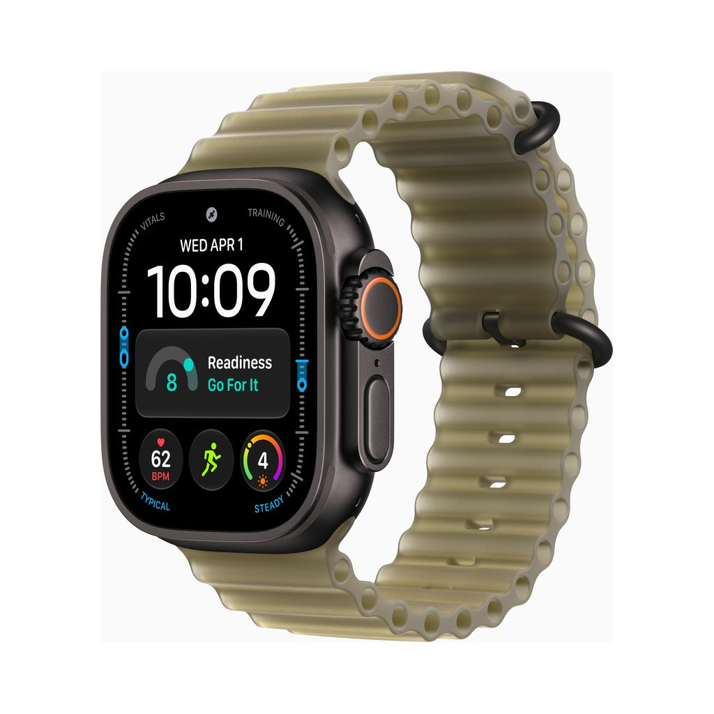 Apple Watch Ultra 4 49mm Black Titanium - Ocean Band Translucent Kelp (MKAV4)
